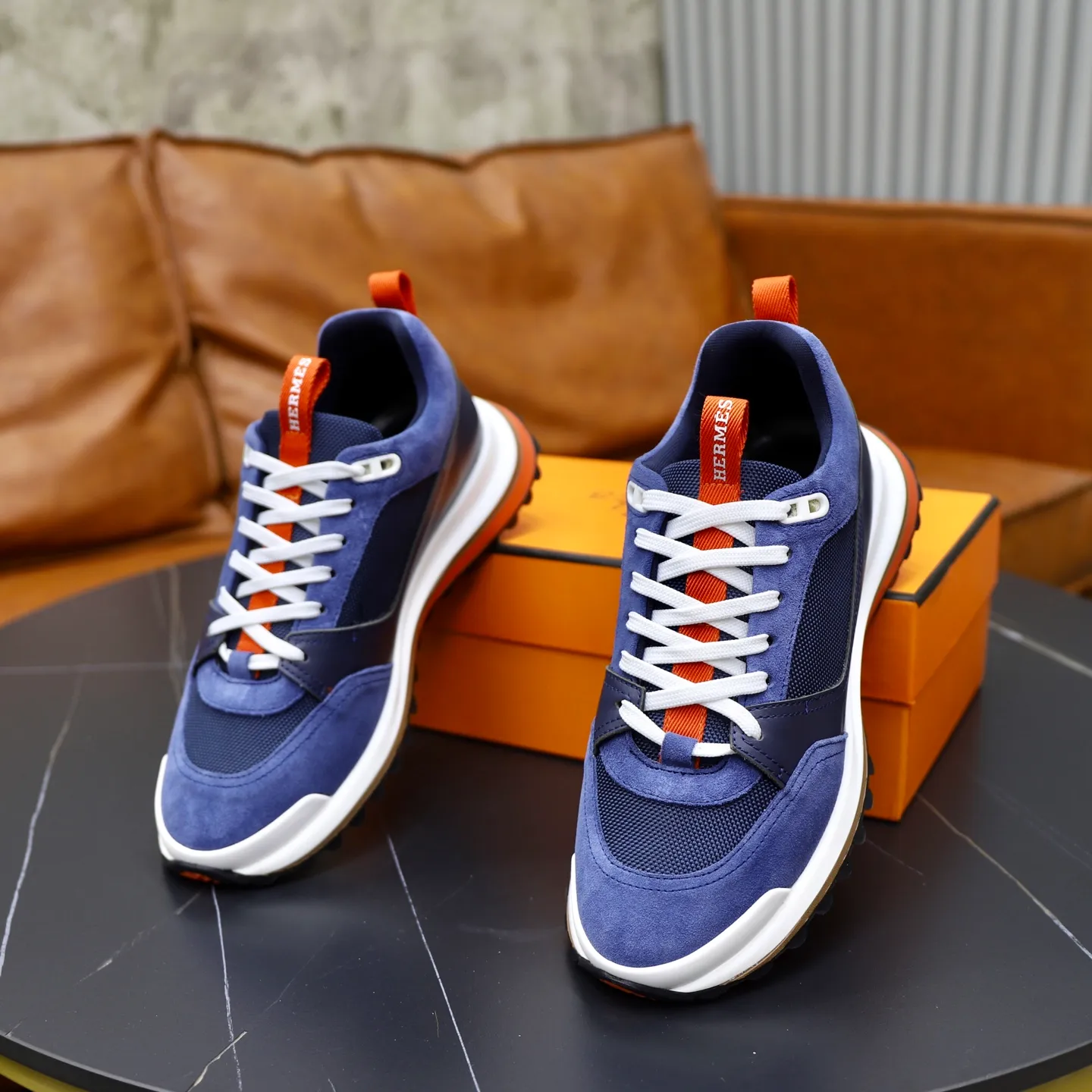 Men's shoes: 462💰🎬【Hermès】Official website synchronization Counter quality French Paris catwalk style Simple and classic Imported original fabric Original outsole Size (size): 38-44